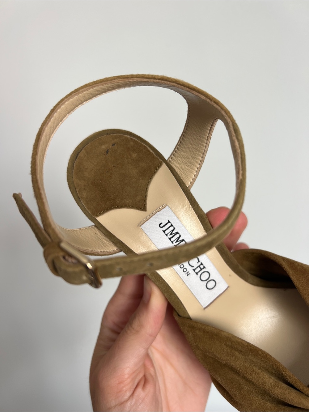 Jimmy Choo heloise 120 muted green suede knot open toe block heels sandals 37 - Picture 11 of 12